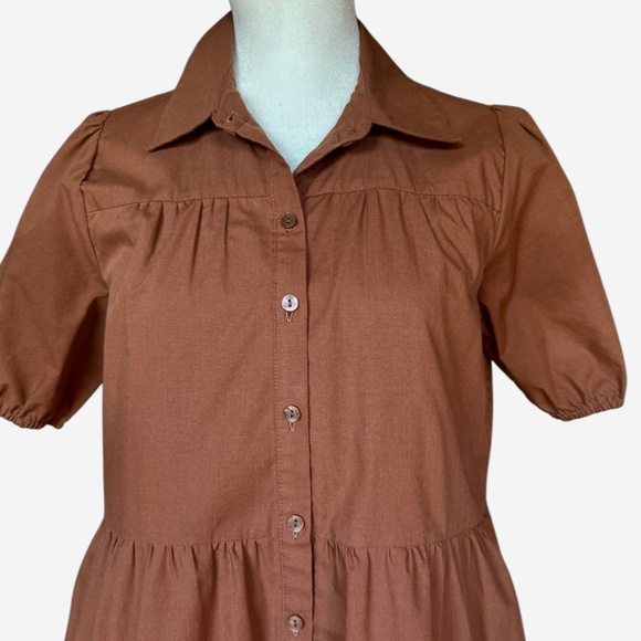 Abercrombie & Fitch Poplin Trapeze Shirt Dress in Chestnut Sz XS - Picture 6 of 9